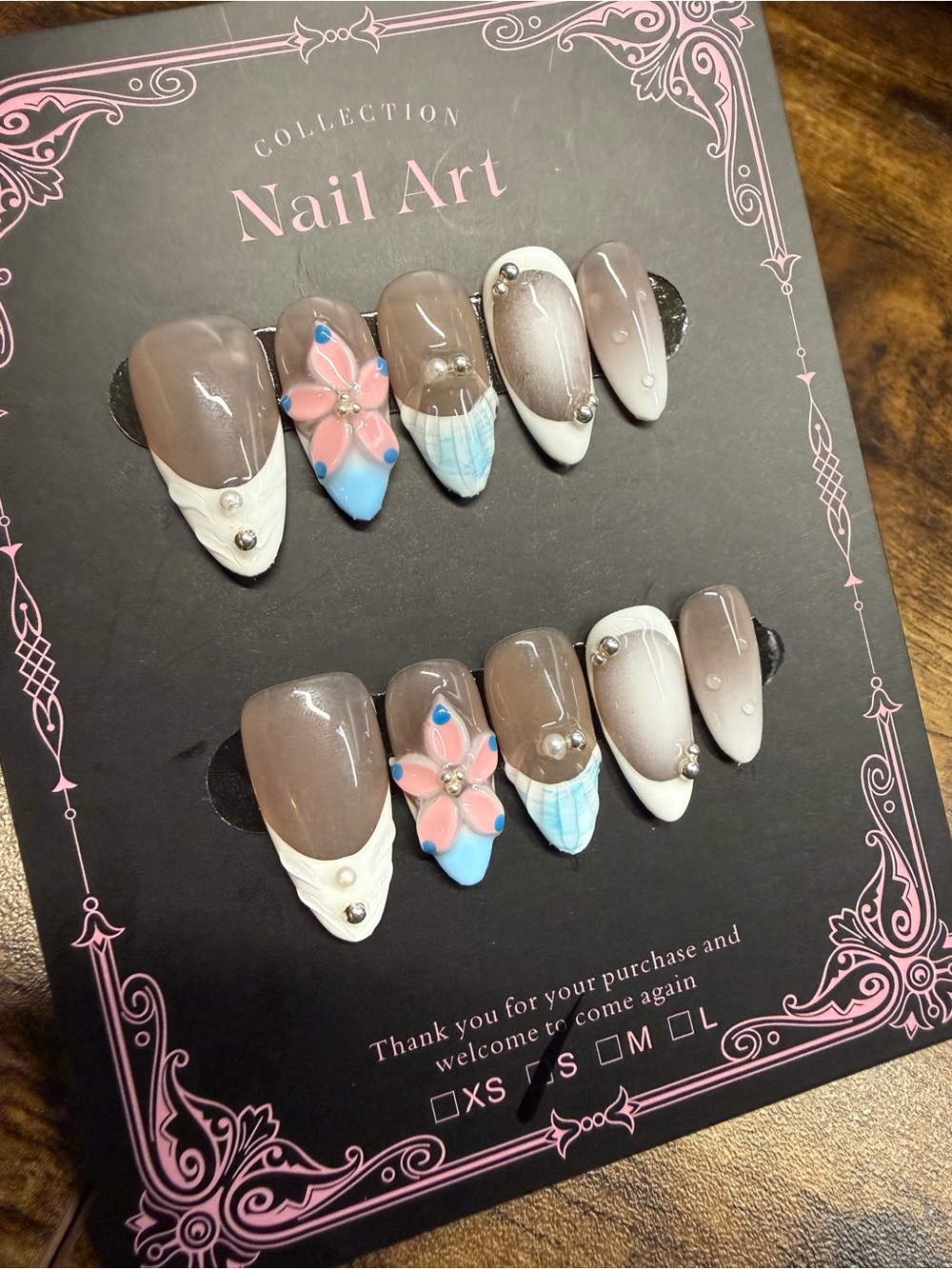 🌺 3D Beach Blues Press On Nails Small